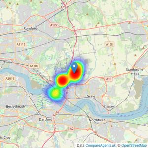 Bairstow Eves - South Ockendon listings heatmap