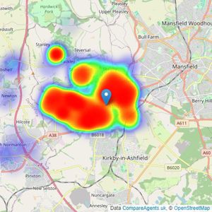 Bairstow Eves - Sutton in Ashfield listings heatmap