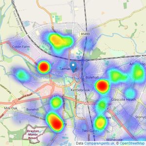 Bairstow Eves - Tamworth listings heatmap