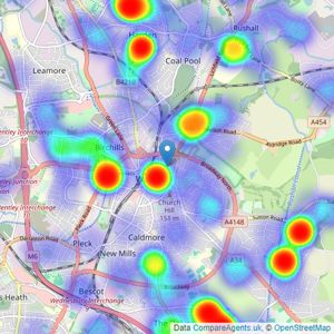 Bairstow Eves - Walsall listings heatmap