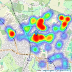 Baker and Chase - London Borough of Enfield listings heatmap