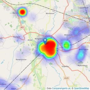 Baker Wynne & Wilson - Nantwich listings heatmap