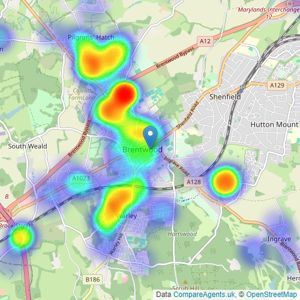 Balgores Hayes - Brentwood listings heatmap