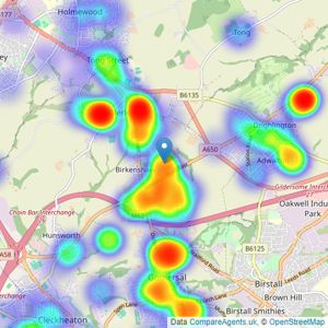 Barkers Estate Agents - Birkenshaw listings heatmap