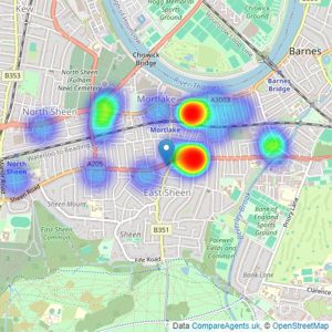 Barnard Marcus - East Sheen listings heatmap