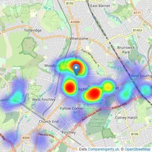 Barnard Marcus - North Finchley listings heatmap