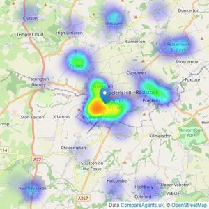 Barons Property Centre Ltd - Midsomer Norton listings heatmap