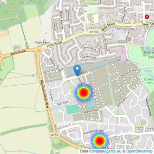 Barratt Homes - Cambridgeshire listings heatmap