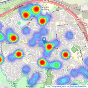 Barratt Last Estate Agents Limited - Castle Bromwich listings heatmap