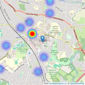 Bartleys Estate Agents - Solihull listings heatmap