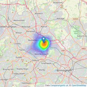 Bartrams Sales and Lettings - Worcester listings heatmap