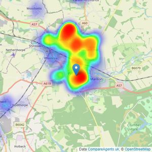 Bartrop & Dilks Property Services - Worksop listings heatmap