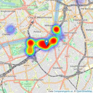 Battersea & Nine Elms Estates - London listings heatmap