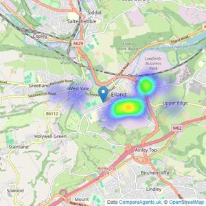 Baxter Estate Agents - Covering Elland listings heatmap