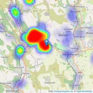 Bayside Estates - Treharris listings heatmap