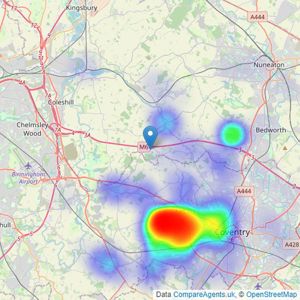 Bayzos Estate Agents - Coventry listings heatmap