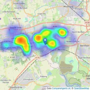 Bear Estate Agents - Basildon listings heatmap