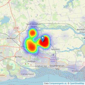 Bear Estate Agents - Hockley listings heatmap