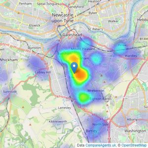 Belle Vue Estates - Low Fell listings heatmap