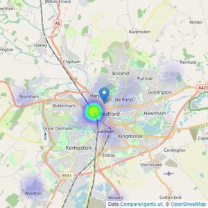 Belvoir - Bedford listings heatmap