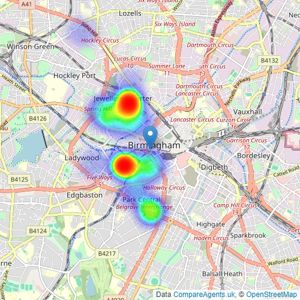 Belvoir - Birmingham Central listings heatmap