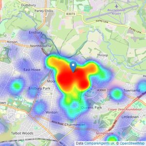 Belvoir - Bournemouth listings heatmap