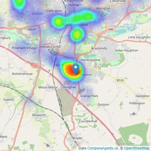 Belvoir Estate & Lettings Agents - Hunsbury listings heatmap