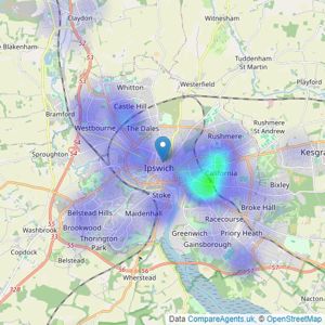 Belvoir - Ipswich listings heatmap