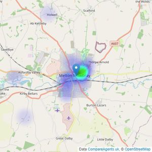 Belvoir - Melton Mowbray listings heatmap