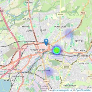 Belvoir Sales - Ashton-under-Lyne listings heatmap