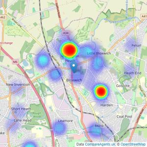 Belvoir Sales - Bloxwich listings heatmap