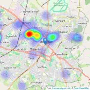 Belvoir Sales - Cheltenham listings heatmap