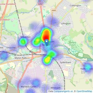 Belvoir Sales - Leamington Spa listings heatmap