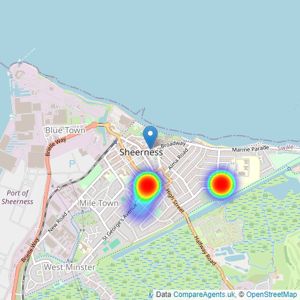 Belvoir Sales - Sheerness listings heatmap