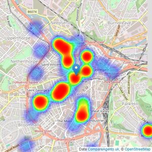 Belvoir Sales - Sheffield listings heatmap