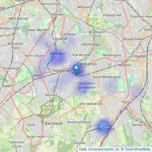 Belvoir Sales - Sutton listings heatmap