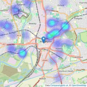 Belvoir Sales - Warrington listings heatmap