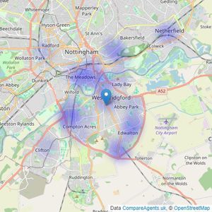 Belvoir Sales - West Bridgford listings heatmap