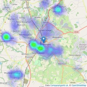 Belvoir Sales - Wrexham listings heatmap