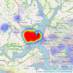 Belvoir! - Saltash listings heatmap