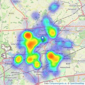 Belvoir - St Helens listings heatmap