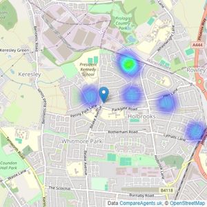 Benburys Sales and Lettings - Coventry listings heatmap