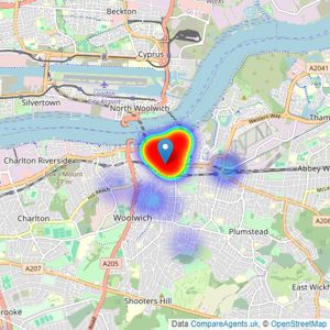 Benham & Reeves - Woolwich listings heatmap