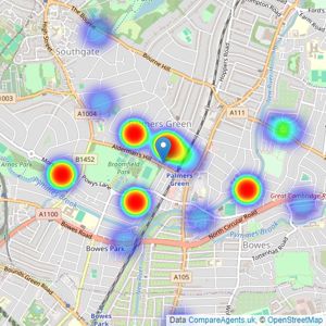 Bennett Walden - Palmers Green listings heatmap