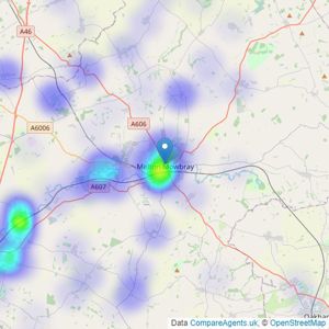 Bentons - Melton Mowbray listings heatmap