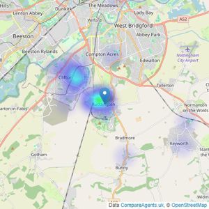 Benwell Daykin Estate Agents - Ruddington listings heatmap