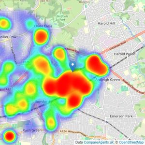 Beresfords - at Gidea Park listings heatmap