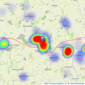 Beresfords - Dunmow listings heatmap