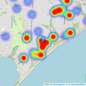 Berkeleys Estate Agents - Canford Cliffs listings heatmap