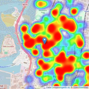 Bernards Estate and Lettings Agents - Portsmouth Office listings heatmap